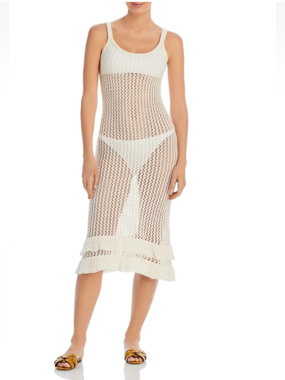 NWOT Capittana Cream Crotchet Knit Swim cover up dress- M/L